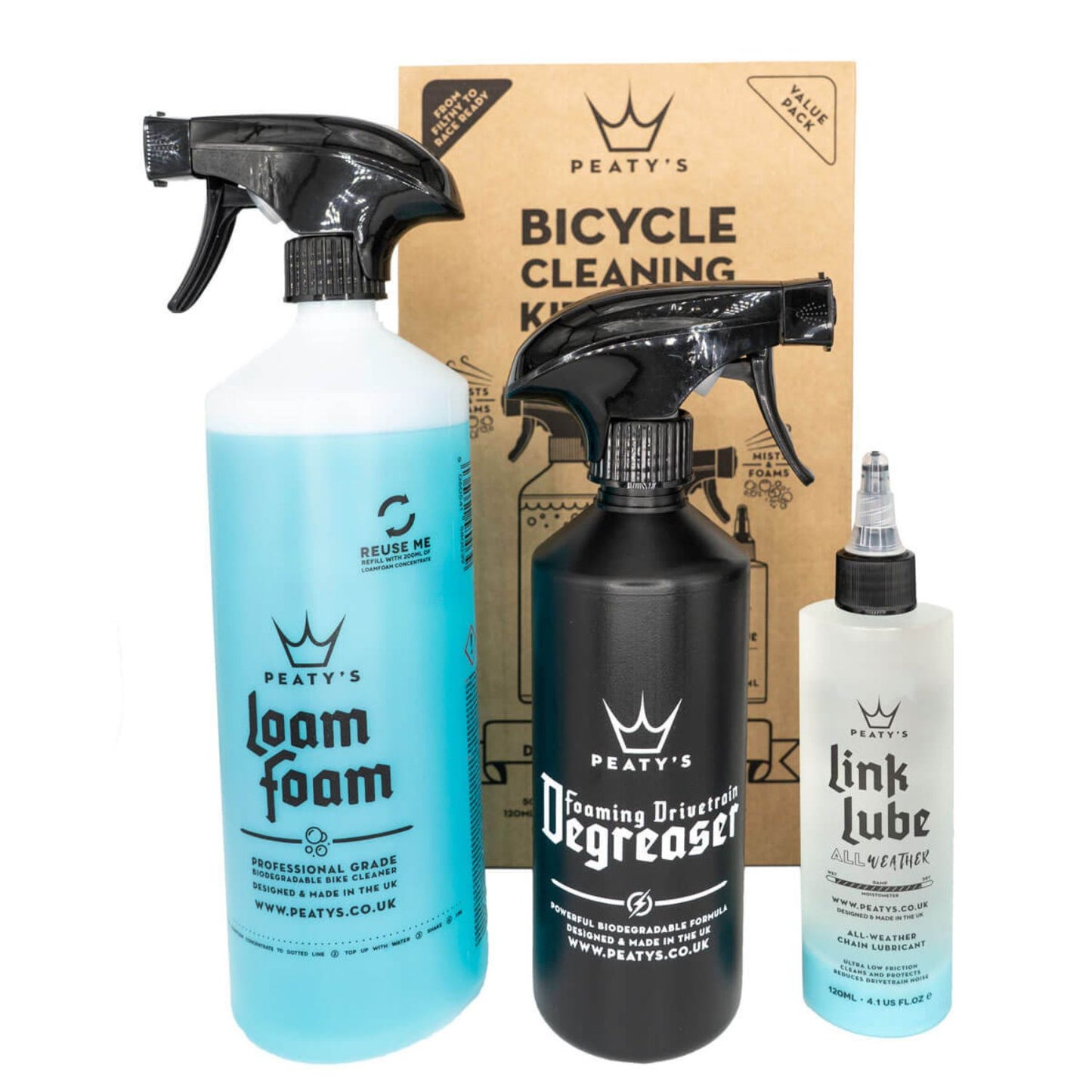 Bicycle Cleaning Kit PEATY'S Wash, Degrease, Lubricate Gift Pack